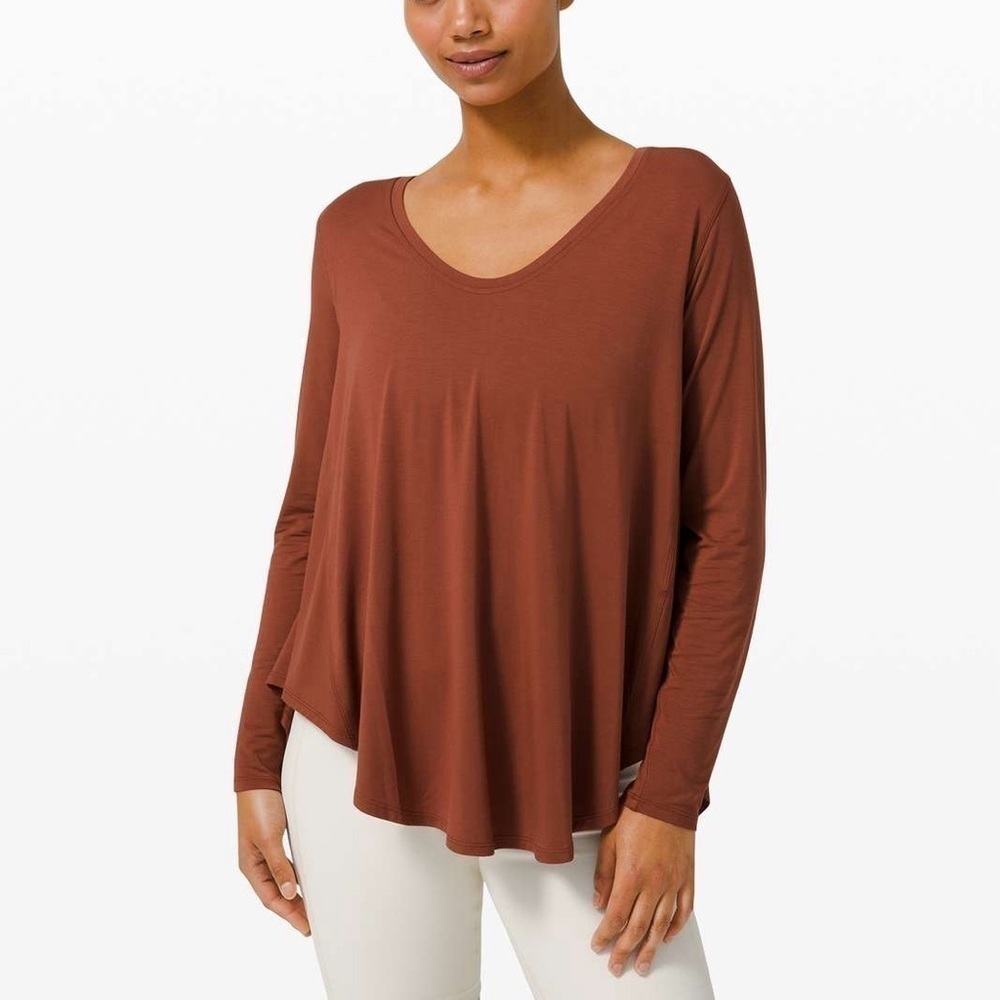 Lululemon Up for Down Time Long Sleeve Top Dark Terracotta